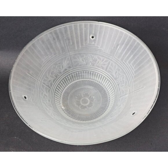 Vintage Ceiling Lamp Shade Frosted Embossed Design 1950's Light fixture - Picture 3 of 4
